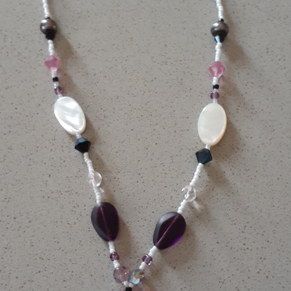 Beaded Necklace with Shell Pendant - Picture 3 of 6